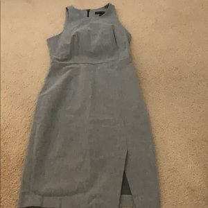 High neck grey sheath work dress